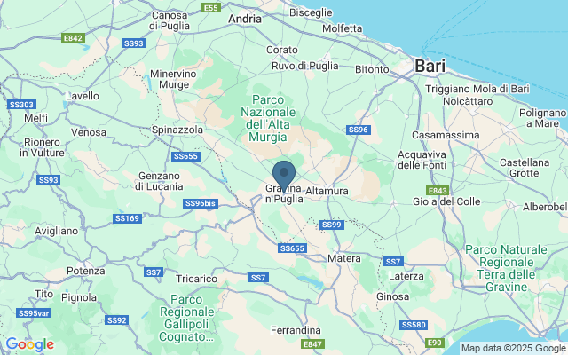 Kaart met locatie Massafra en Gravina